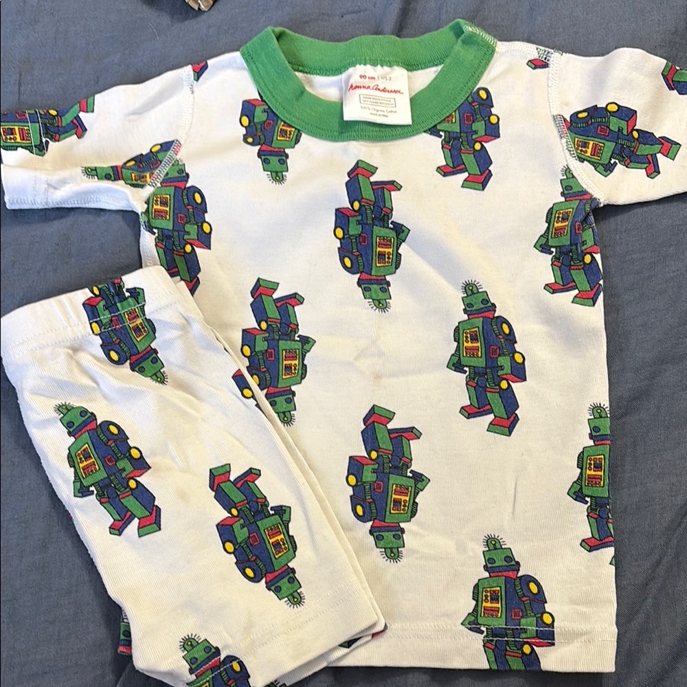 3T Hanna Andersson Robot Print Short John’s Pajama Set